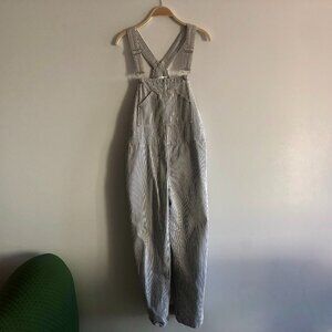 MNG MANGO DENIM STRIPED MATERNITY OVERALLS SZ M